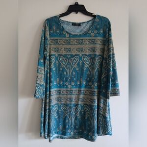 Veranee‎ long sleeve tunic women’s XL stretchy  soft paisley 